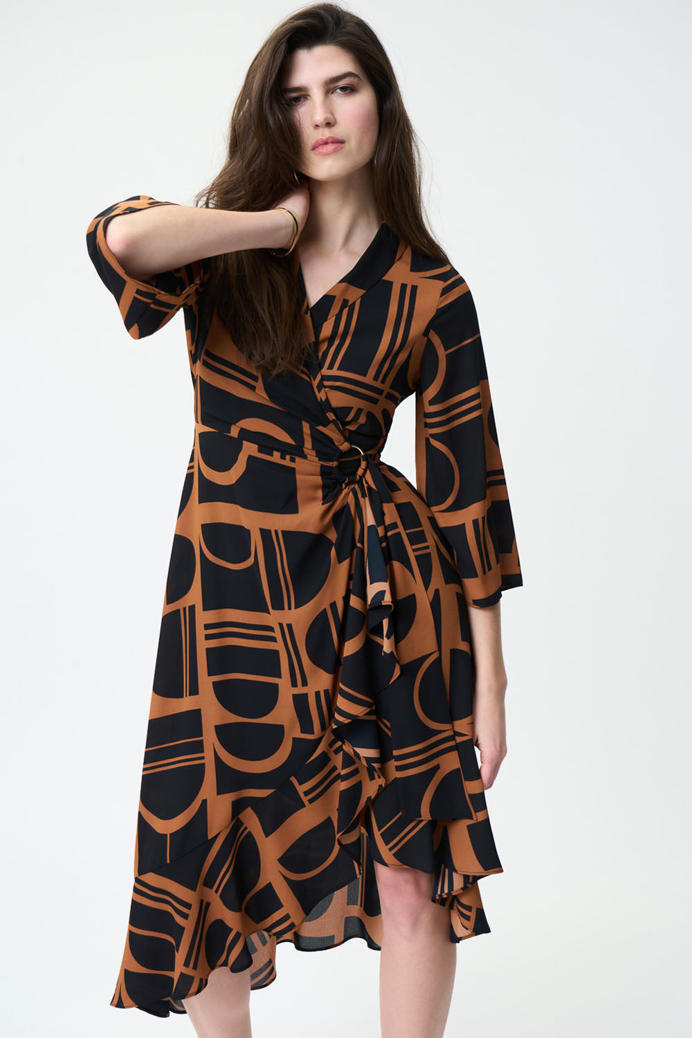 Joseph Ribkoff Maple-Black Wrap Dress Style 224086