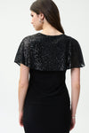Joseph Ribkoff Black Top with sequined chiffon overlay Style 224095