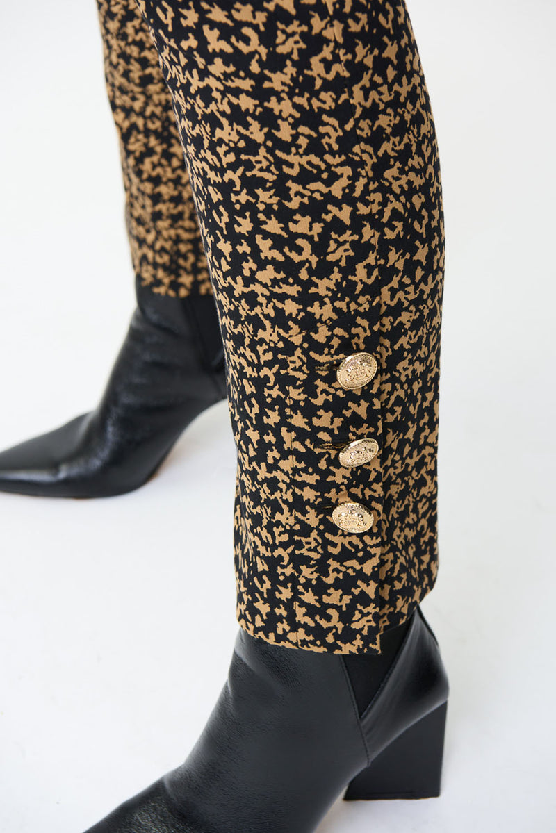 Joseph Ribkoff Black-Brown Jacquard Pants Style 224113