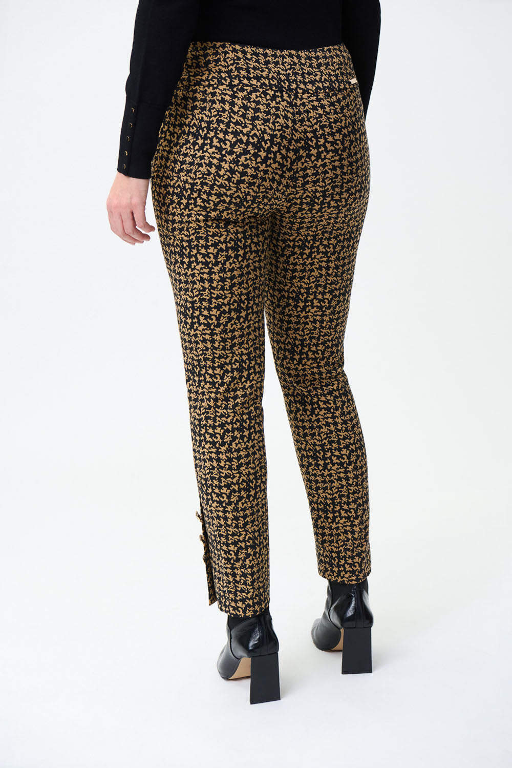 Joseph Ribkoff Black-Brown Jacquard Pants Style 224113