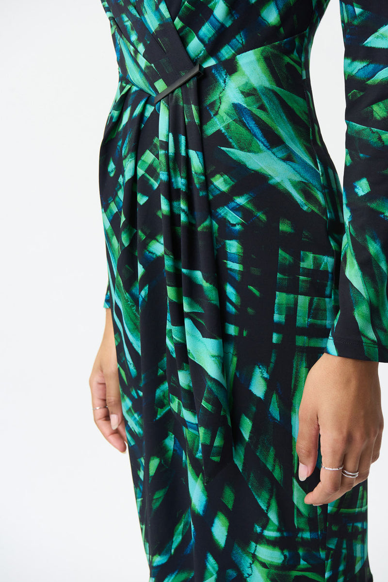 Joseph Ribkoff Black-Green Dress Style 224145