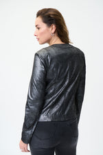 Joseph Ribkoff Black-Silver Faux Suede Jacket Style 224904