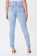 Joseph Ribkoff Light Blue-Multi Reversible Denim Pants Style 231933